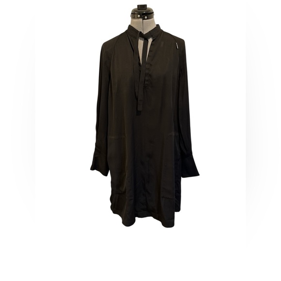G-Star Raw Black V Neck Band Collar  Women's Dress Pockets Long raglan sleeves M - Picture 1 of 16
